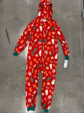 Cat & Jack Red Holiday One-Piece Hooded Footie Pajamas